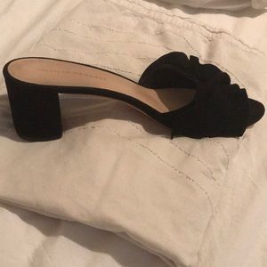 Loeffler Randall Black Suede Ruffle Slide